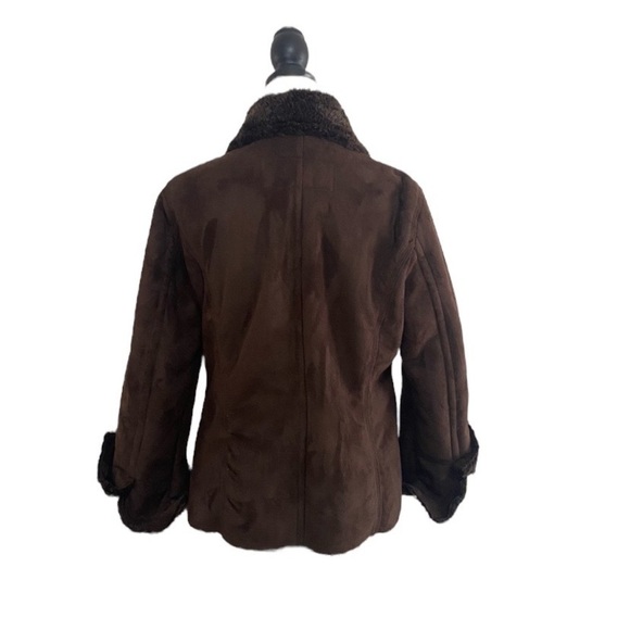 Columbia brown faux suede leather jacket Size M - Picture 3 of 5